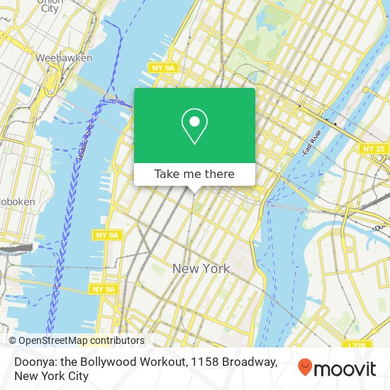 Mapa de Doonya: the Bollywood Workout, 1158 Broadway