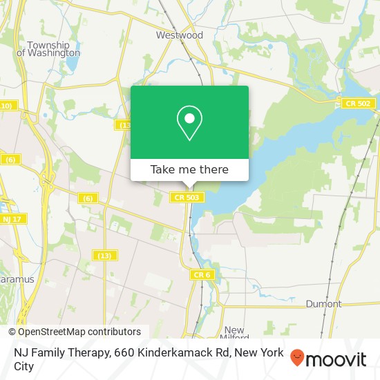 Mapa de NJ Family Therapy, 660 Kinderkamack Rd