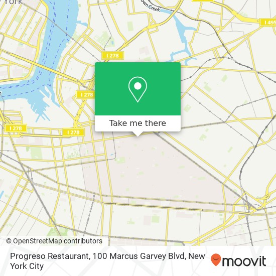 Progreso Restaurant, 100 Marcus Garvey Blvd map