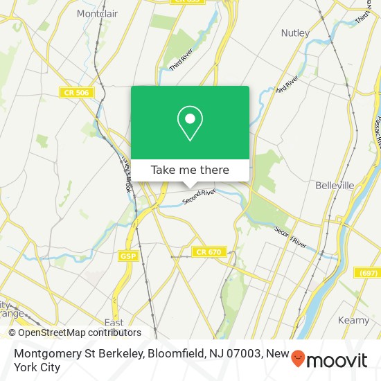 Mapa de Montgomery St Berkeley, Bloomfield, NJ 07003