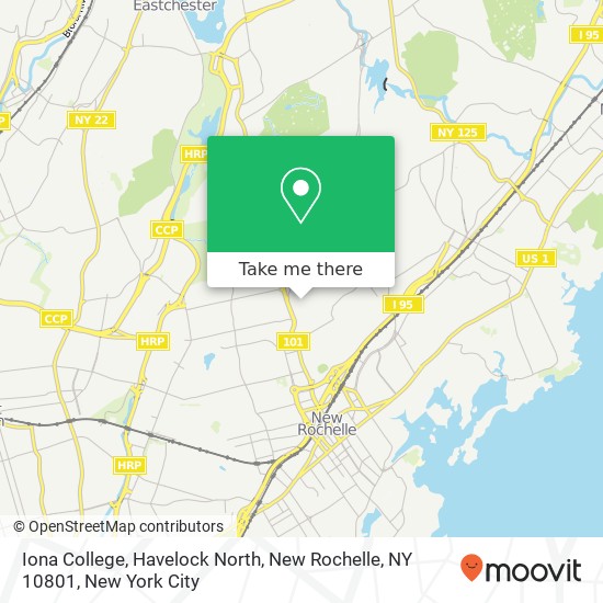 Mapa de Iona College, Havelock North, New Rochelle, NY 10801