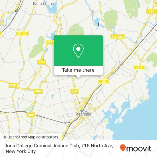 Mapa de Iona College Criminal Justice Club, 715 North Ave