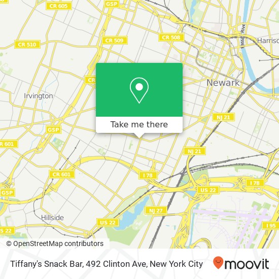 Mapa de Tiffany's Snack Bar, 492 Clinton Ave