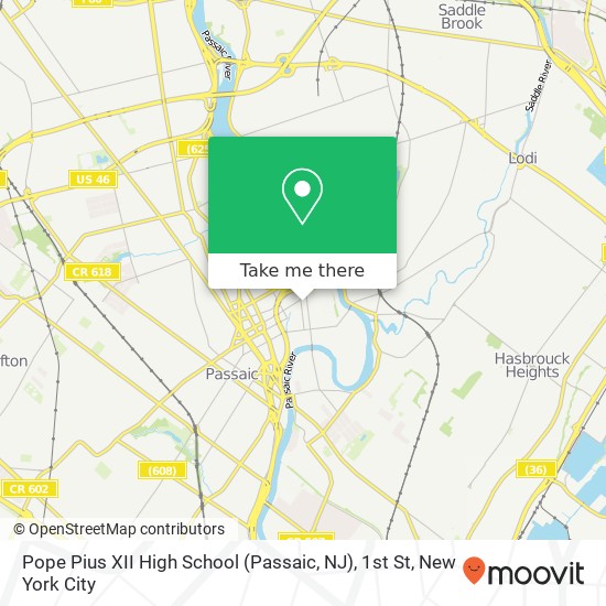 Pope Pius XII High School (Passaic, NJ), 1st St map