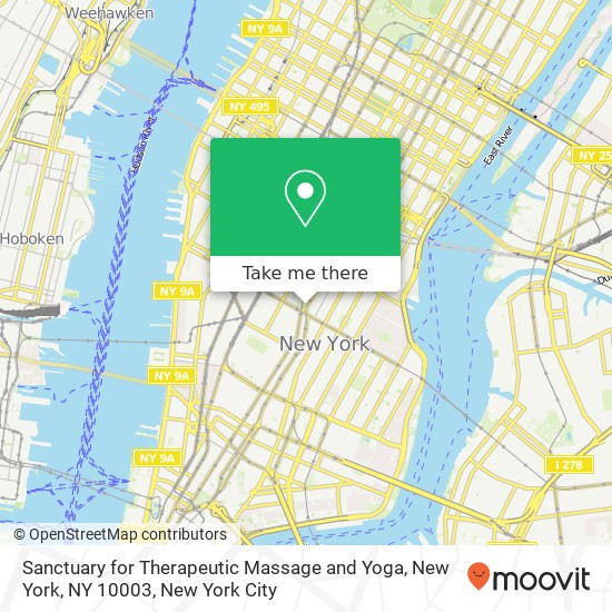 Mapa de Sanctuary for Therapeutic Massage and Yoga, New York, NY 10003