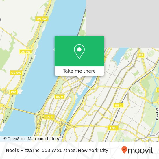 Noel's Pizza Inc, 553 W 207th St map
