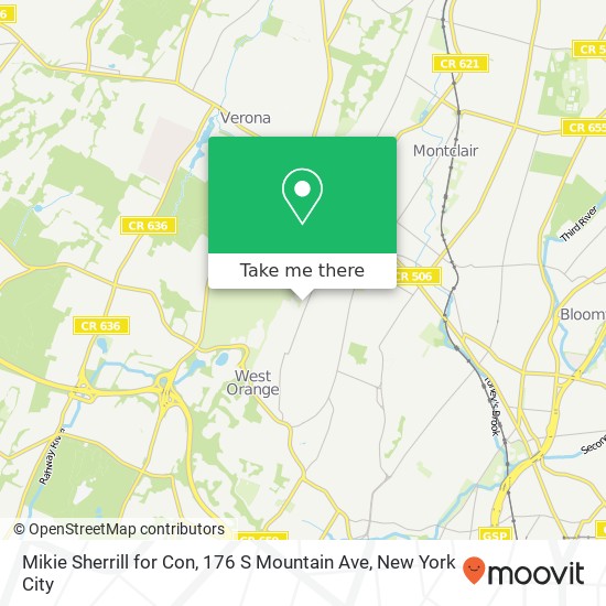 Mapa de Mikie Sherrill for Con, 176 S Mountain Ave