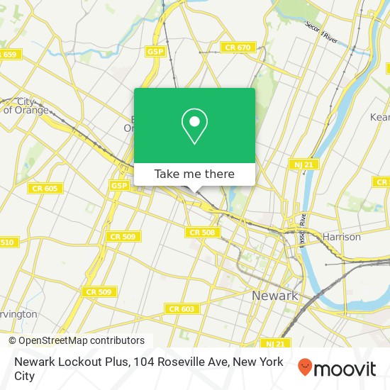 Mapa de Newark Lockout Plus, 104 Roseville Ave