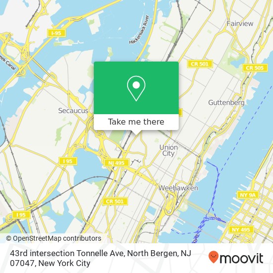 43rd intersection Tonnelle Ave, North Bergen, NJ 07047 map