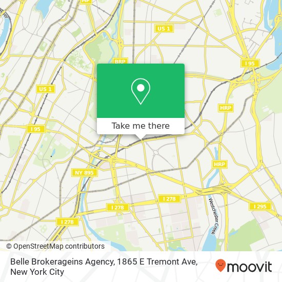 Mapa de Belle Brokerageins Agency, 1865 E Tremont Ave