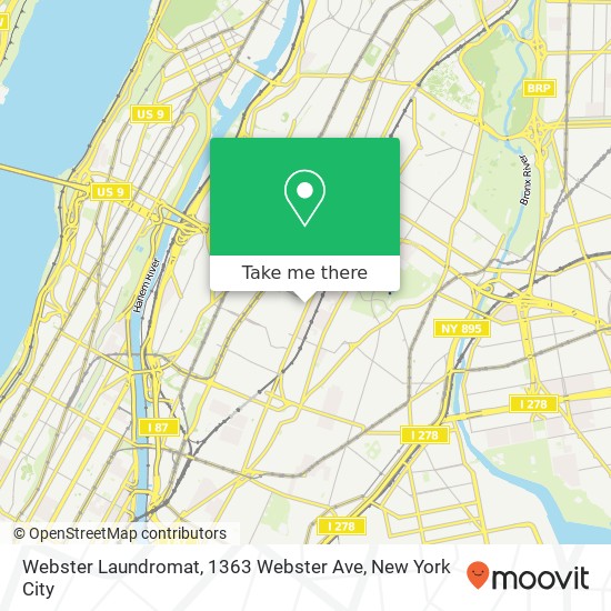 Mapa de Webster Laundromat, 1363 Webster Ave