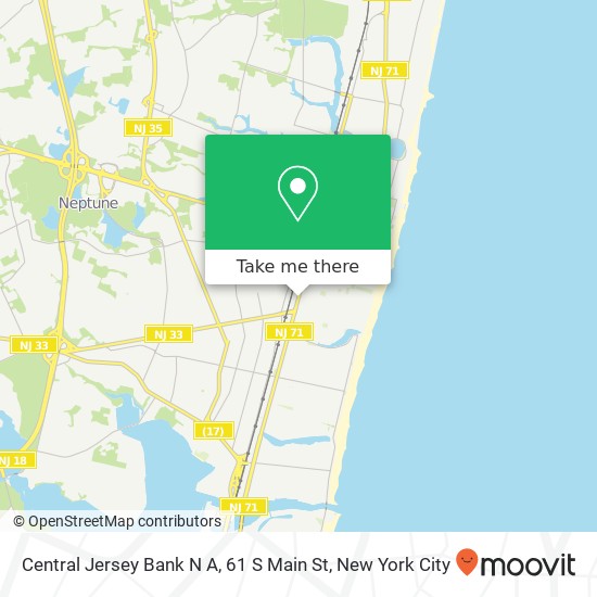 Mapa de Central Jersey Bank N A, 61 S Main St