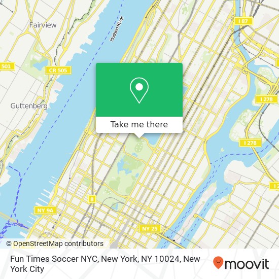 Fun Times Soccer NYC, New York, NY 10024 map
