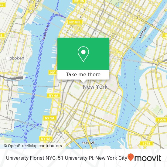 Mapa de University Florist NYC, 51 University Pl