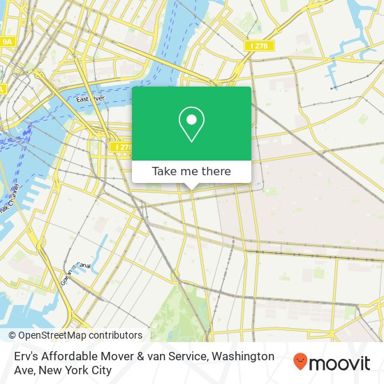 Erv's Affordable Mover & van Service, Washington Ave map