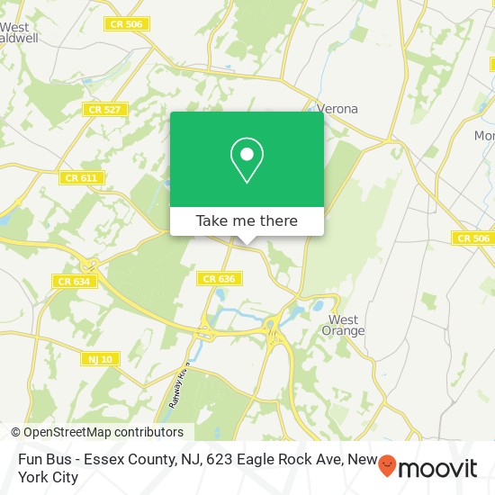 Mapa de Fun Bus - Essex County, NJ, 623 Eagle Rock Ave