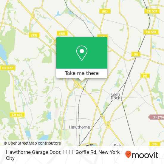 Mapa de Hawthorne Garage Door, 1111 Goffle Rd