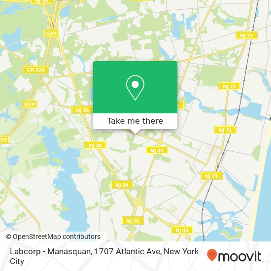 Mapa de Labcorp - Manasquan, 1707 Atlantic Ave