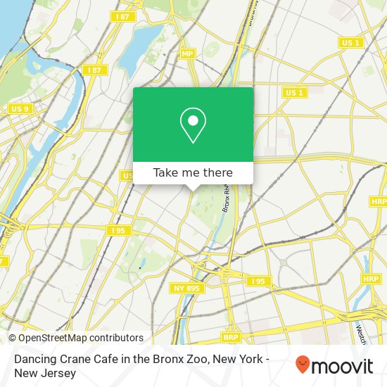 Dancing Crane Cafe in the Bronx Zoo map