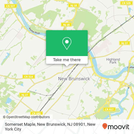 Mapa de Somerset Maple, New Brunswick, NJ 08901