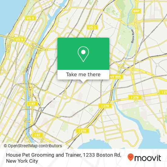 Mapa de House Pet Grooming and Trainer, 1233 Boston Rd