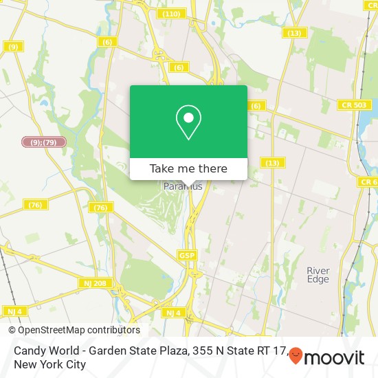 Mapa de Candy World - Garden State Plaza, 355 N State RT 17