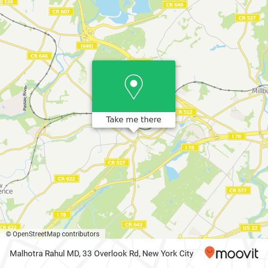Malhotra Rahul MD, 33 Overlook Rd map