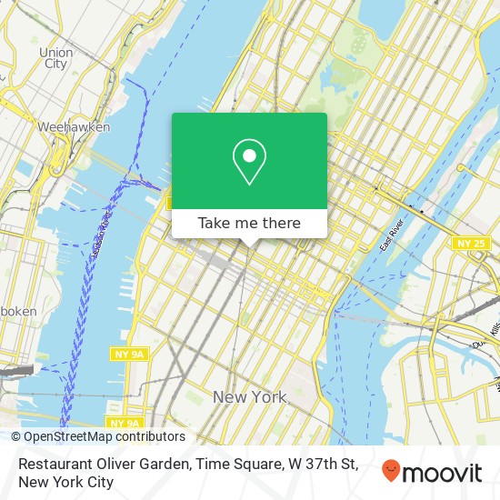 Mapa de Restaurant Oliver Garden, Time Square, W 37th St
