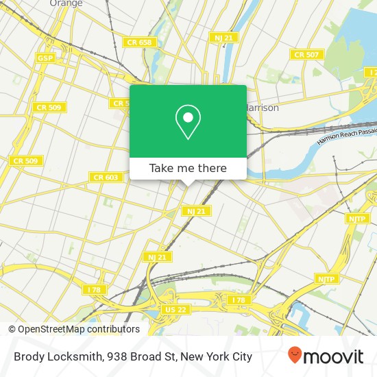 Mapa de Brody Locksmith, 938 Broad St