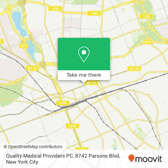 Mapa de Quality Medical Providers PC, 8742 Parsons Blvd