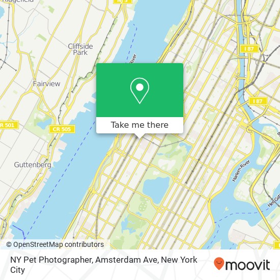 NY Pet Photographer, Amsterdam Ave map