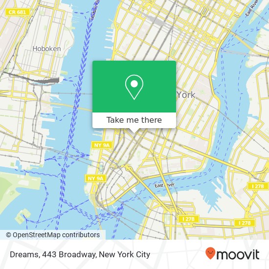 Dreams, 443 Broadway map