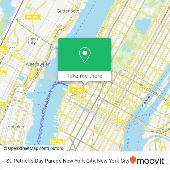 St. Patrick's Day Parade New York City map