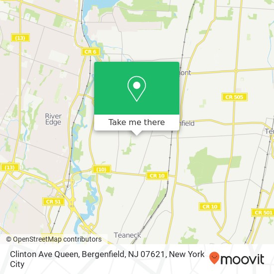 Mapa de Clinton Ave Queen, Bergenfield, NJ 07621