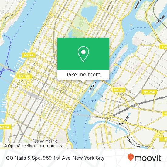 Mapa de QQ Nails & Spa, 959 1st Ave