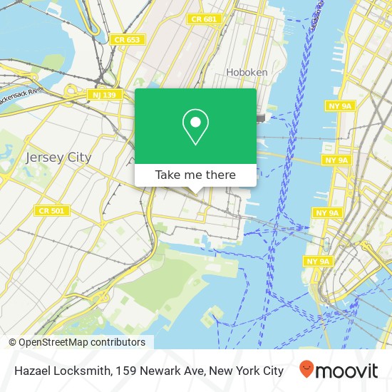 Mapa de Hazael Locksmith, 159 Newark Ave