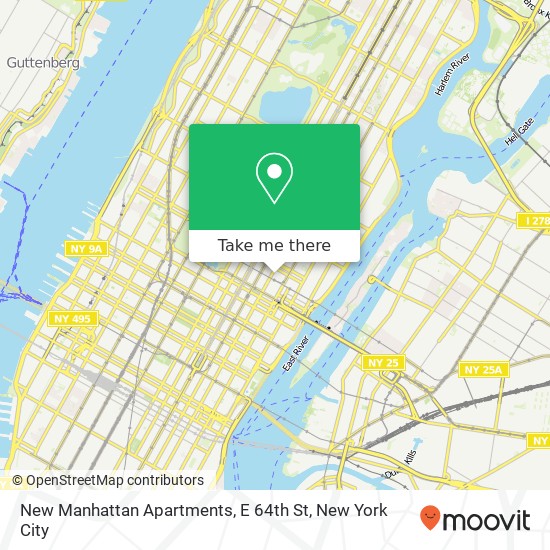 New Manhattan Apartments, E 64th St map