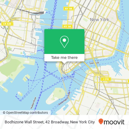 Bodhizone Wall Street, 42 Broadway map