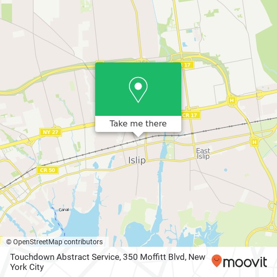 Mapa de Touchdown Abstract Service, 350 Moffitt Blvd