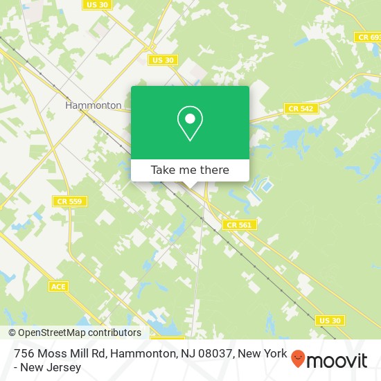 Mapa de 756 Moss Mill Rd, Hammonton, NJ 08037