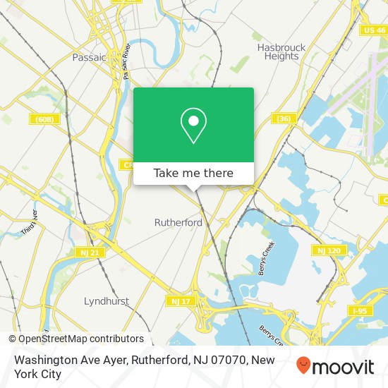 Mapa de Washington Ave Ayer, Rutherford, NJ 07070