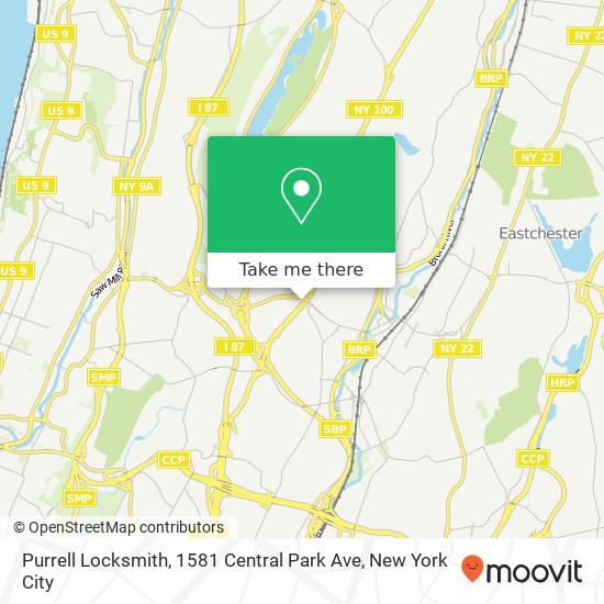 Mapa de Purrell Locksmith, 1581 Central Park Ave