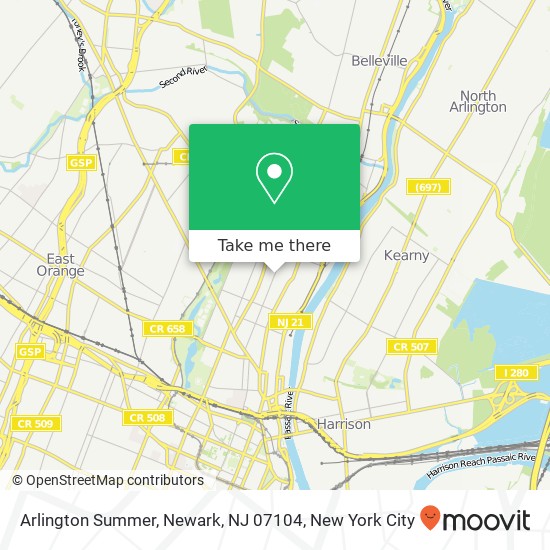 Mapa de Arlington Summer, Newark, NJ 07104