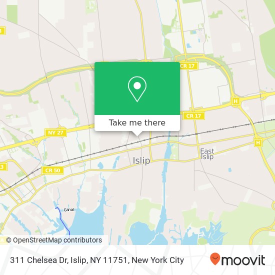 Mapa de 311 Chelsea Dr, Islip, NY 11751
