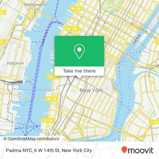 Padma NYC, 6 W 14th St map