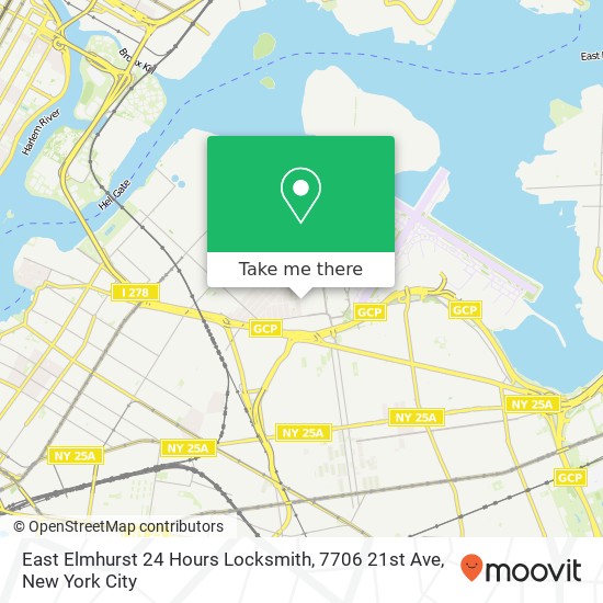 Mapa de East Elmhurst 24 Hours Locksmith, 7706 21st Ave
