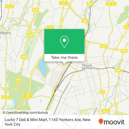 Mapa de Lucky 7 Deli & Mini Mart, 1160 Yonkers Ave