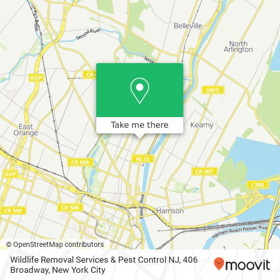 Mapa de Wildlife Removal Services & Pest Control NJ, 406 Broadway