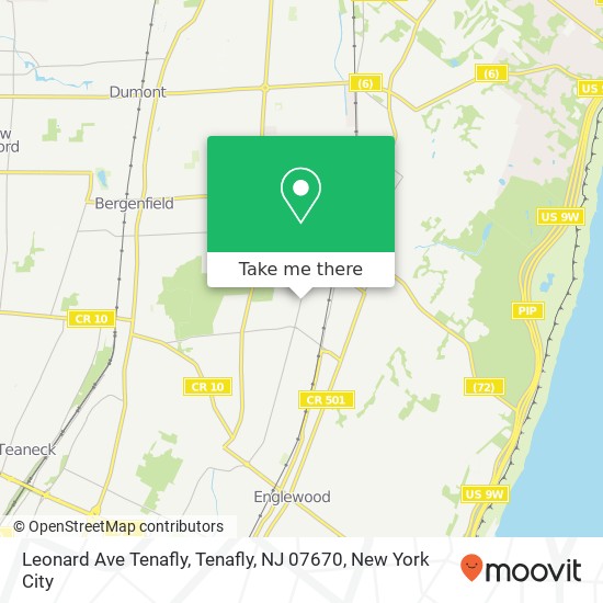 Mapa de Leonard Ave Tenafly, Tenafly, NJ 07670