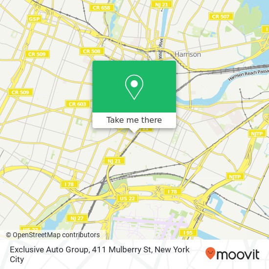 Mapa de Exclusive Auto Group, 411 Mulberry St